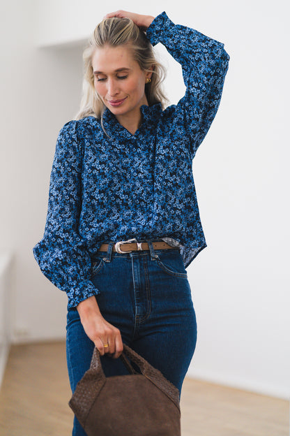 RAUSAstrid Shirt AOP Blue Iolite Flw