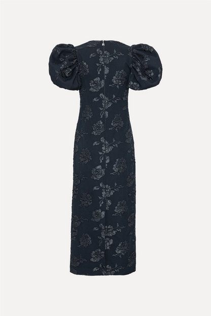 Jacquard Midi Puff Dress Sky Captain (Dark Blue) 2318