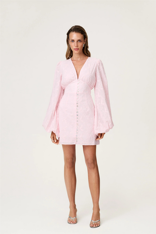 Florence Dress Pink Embroidery.