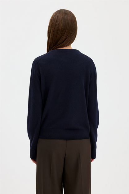 Soft Wool Crewneck Sweater Navy.