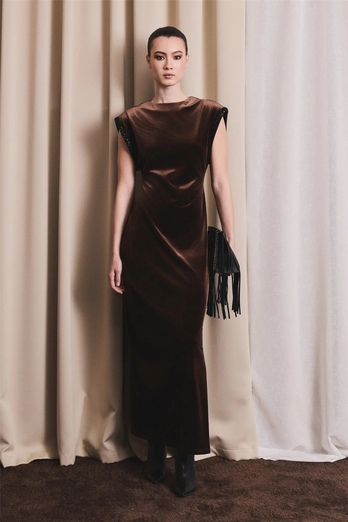 Sunset Velour Dress Cocoa Brown