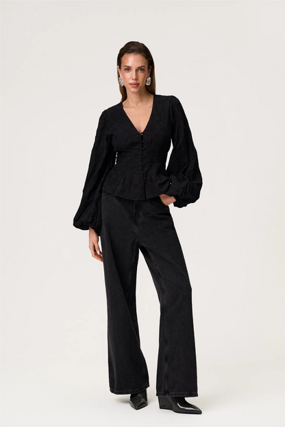 Palena Blouse Black Embroidery