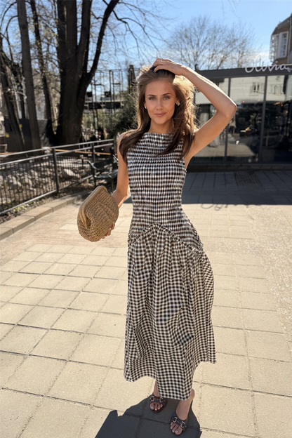 Madrid Dress Brown Gingham