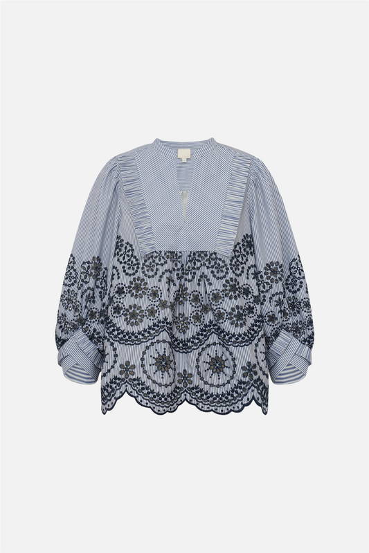 MeeGO Cao Blouse Blue Stripe