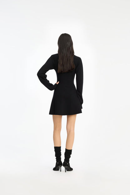 Slinky Knit Polo Dress Black