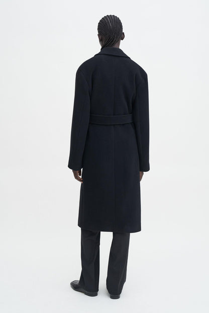 Soft wool belted coat Black