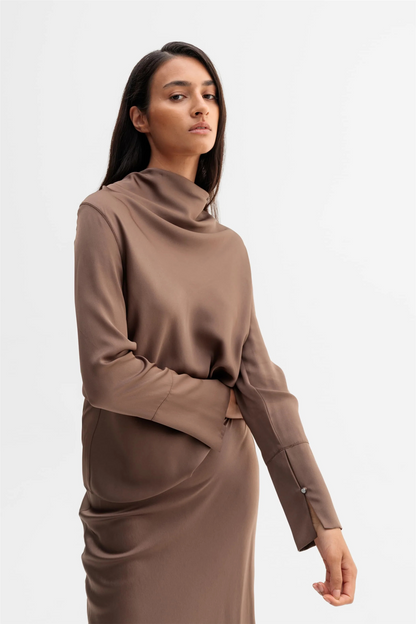 Ayumi Silk Blouse Light Brown