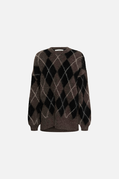 GZsida multi long pullover Black/Chestnut/Ivory.