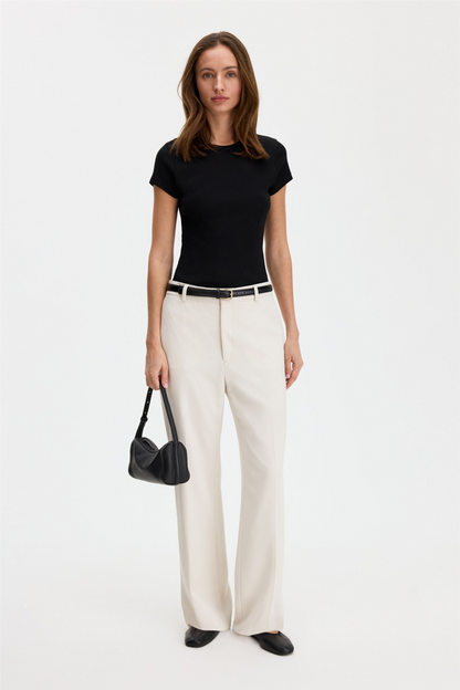 Fine rib tee Black