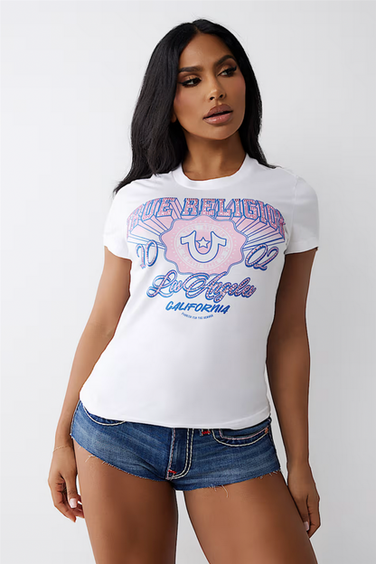 Crystal Logo California Tee Optic White