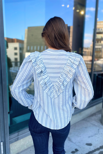 CocoGO Lu Shirt Blue - Off-White Stripes