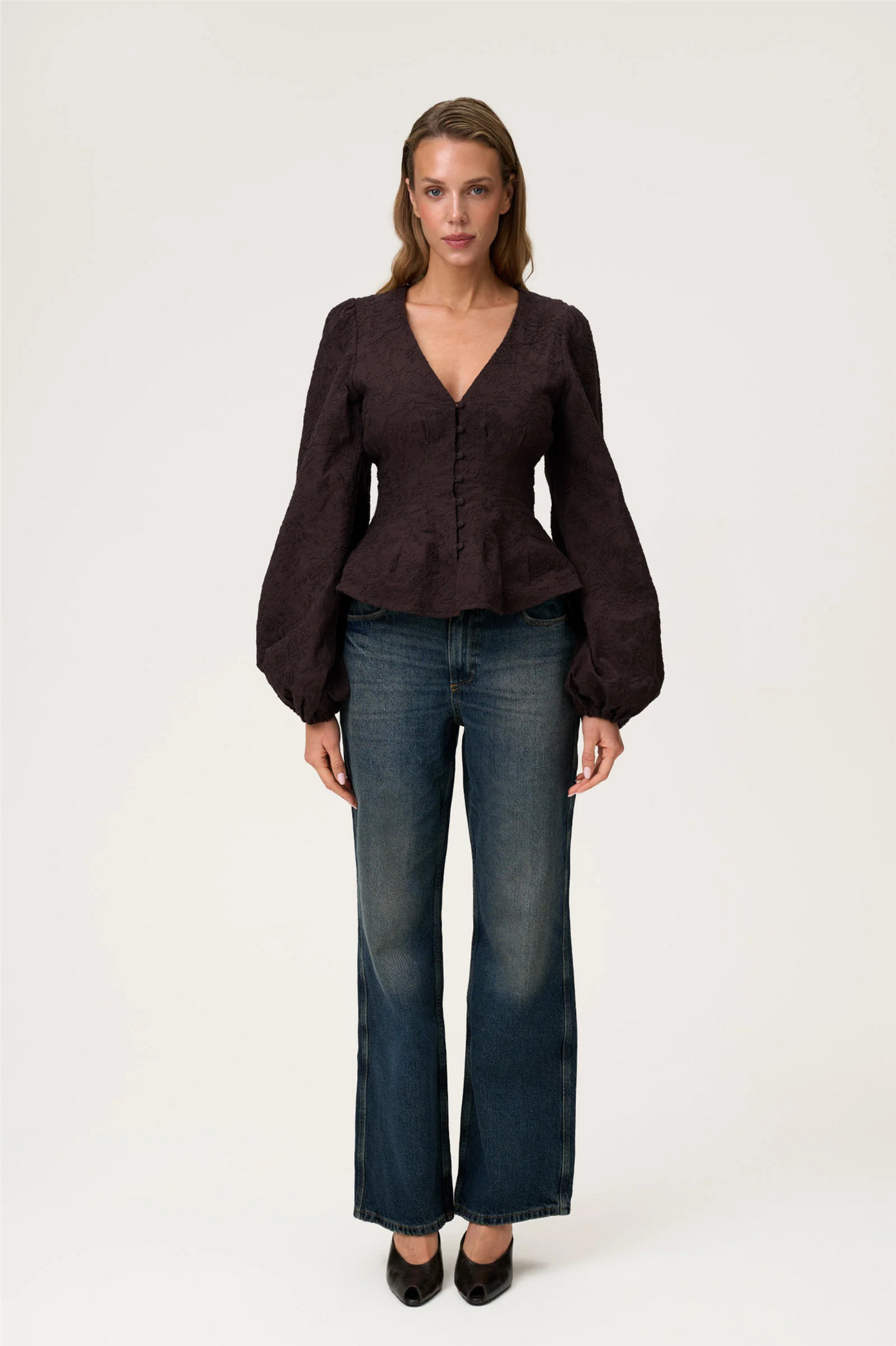 Palena Blouse Brown Embroidery