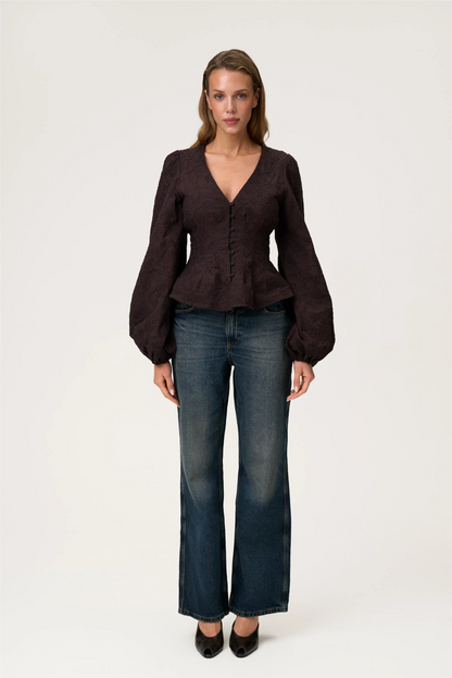Palena Blouse Brown Embroidery