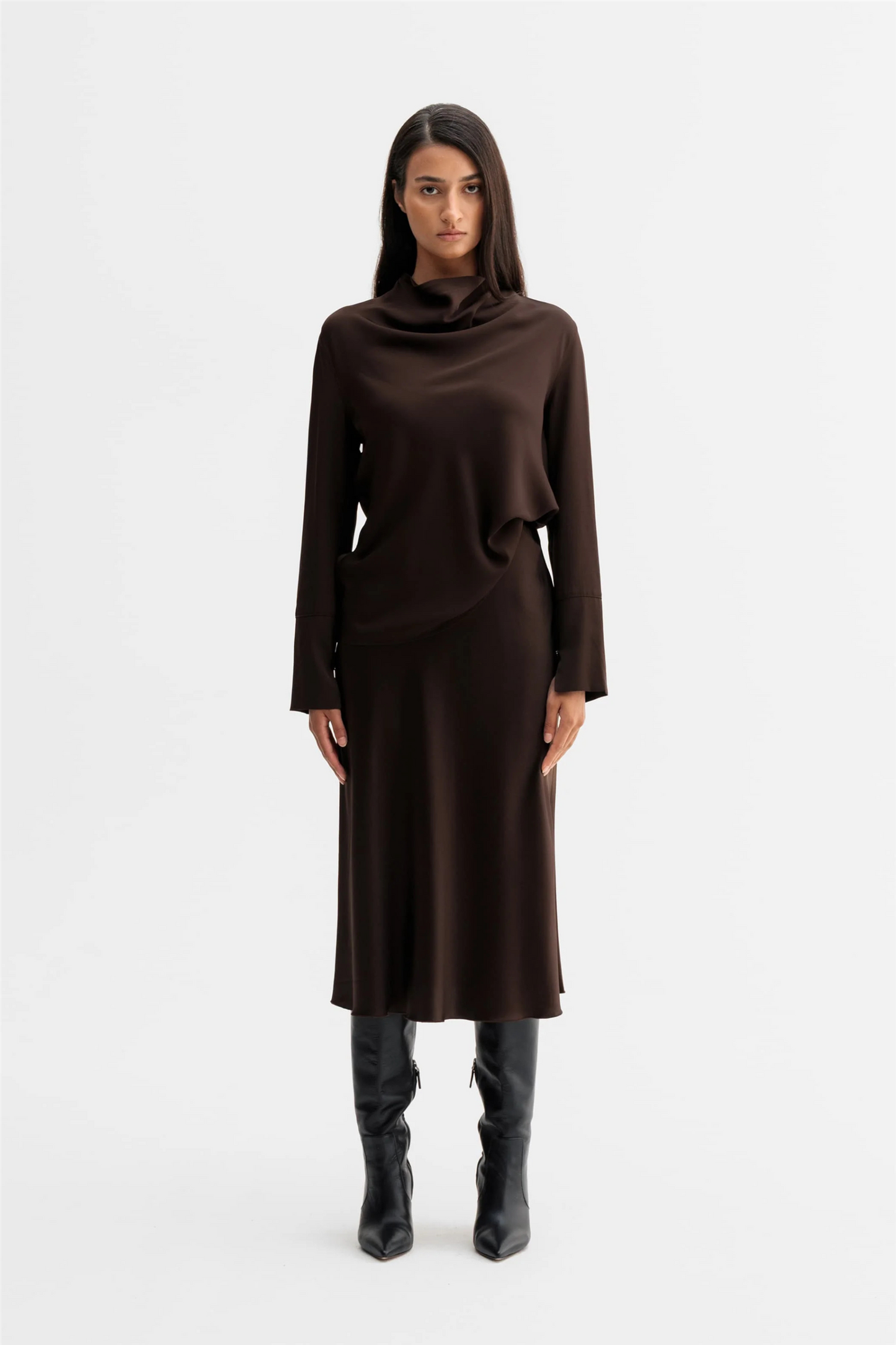 Ayumi Silk Blouse Dark Brown