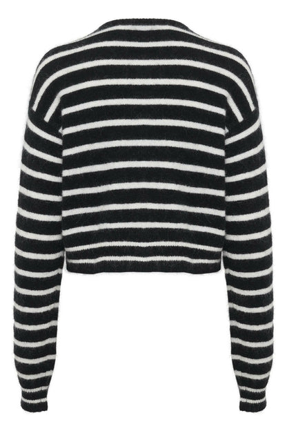 DebbieGZ short cardigan Black/White Stripe.