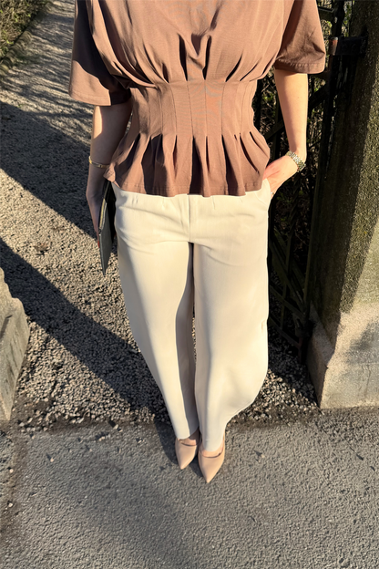 Smooth Barrel Pants Ivory White