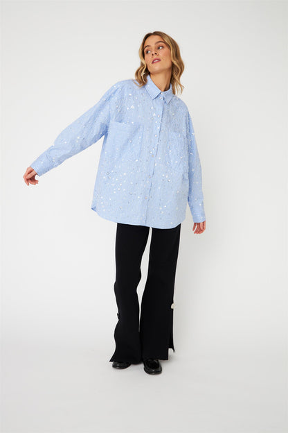 Elliecras Shirt Blue Sequin Stripe