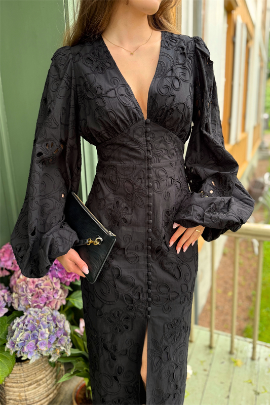 Positano Dress Black Embroidery