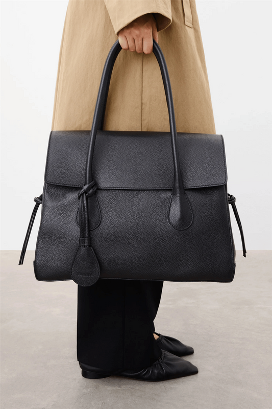 Lydia Tote Bag Grained Leather Black Black