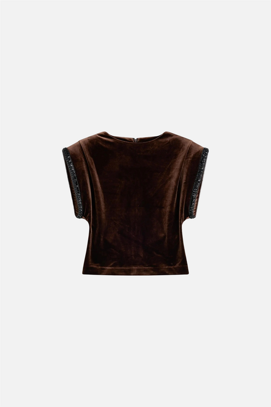 Sunset Velour Top Cocoa Brown