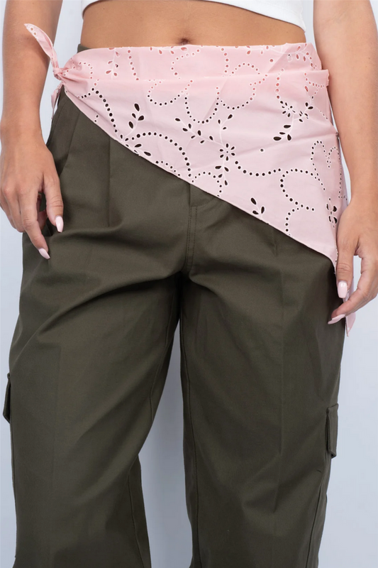 Floral Broderie Bandana Scarf Strawberry