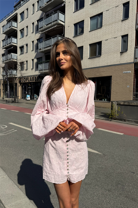 Florence Dress Pink Embroidery