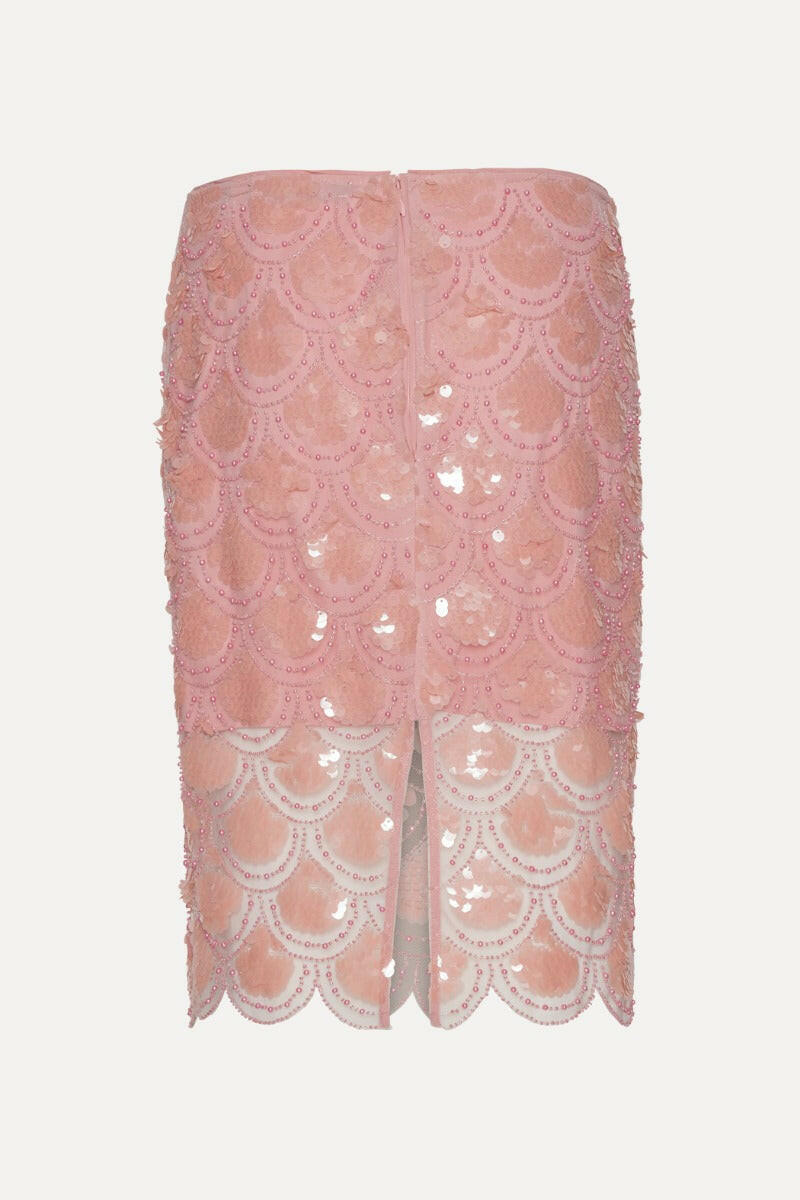 Sequin Pencil Skirt Peachskin.