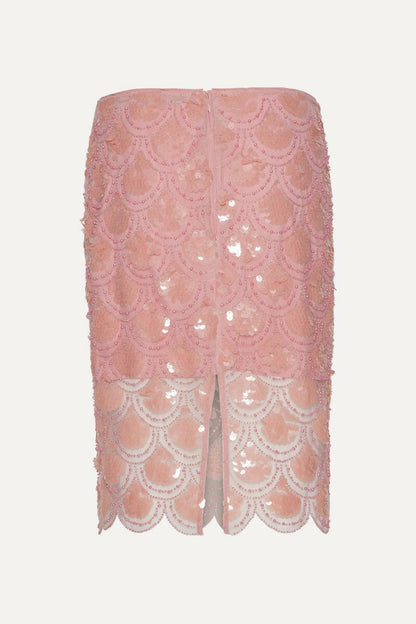 Sequin Pencil Skirt Peachskin.