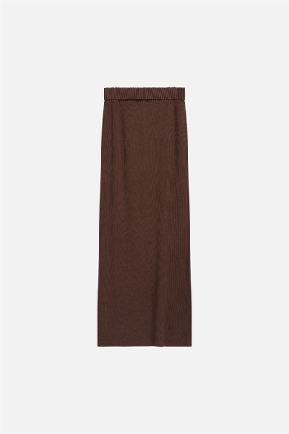 Atari Rib Skirt Walnut Brown