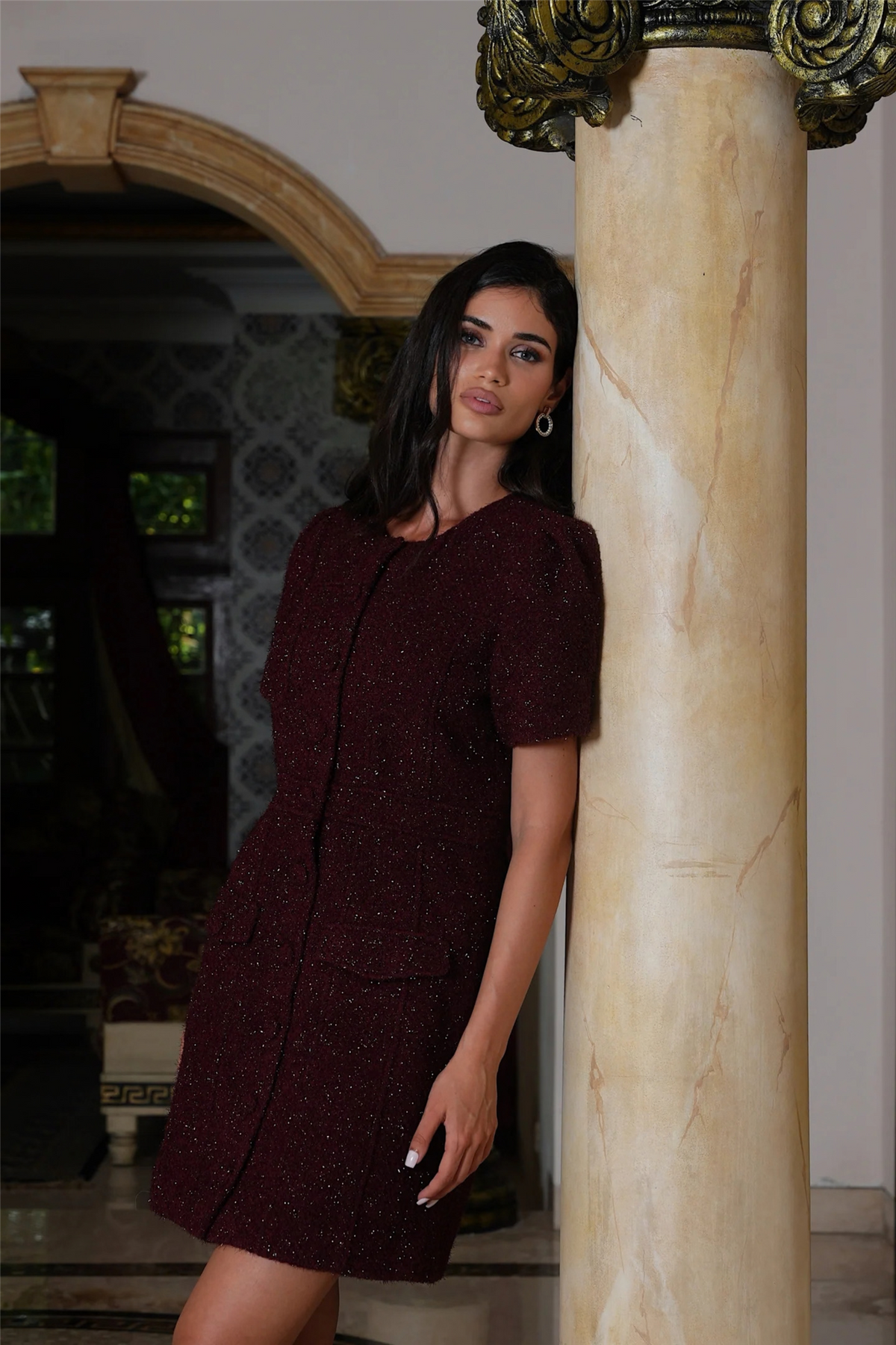 Stassie Mini Dress Burgundy