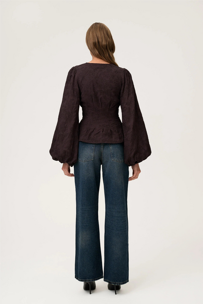 Palena Blouse Brown Embroidery