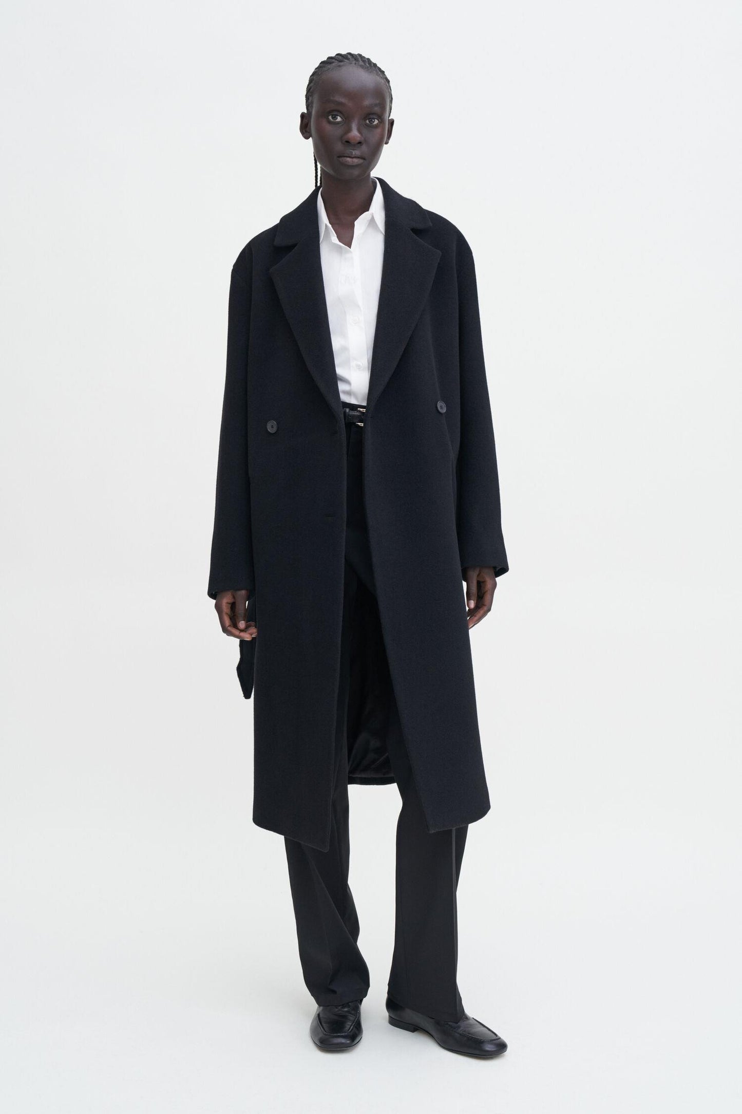 Soft wool belted coat Black