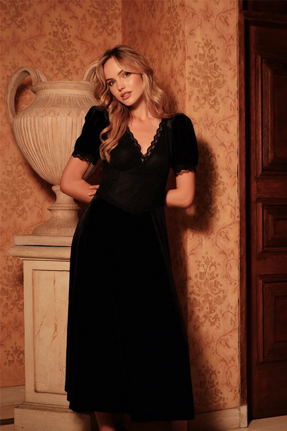 Francis Velvet Midi Dress Black Velvet