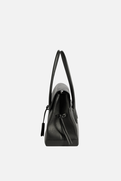 Lydia Tote Bag Grained Leather Black.