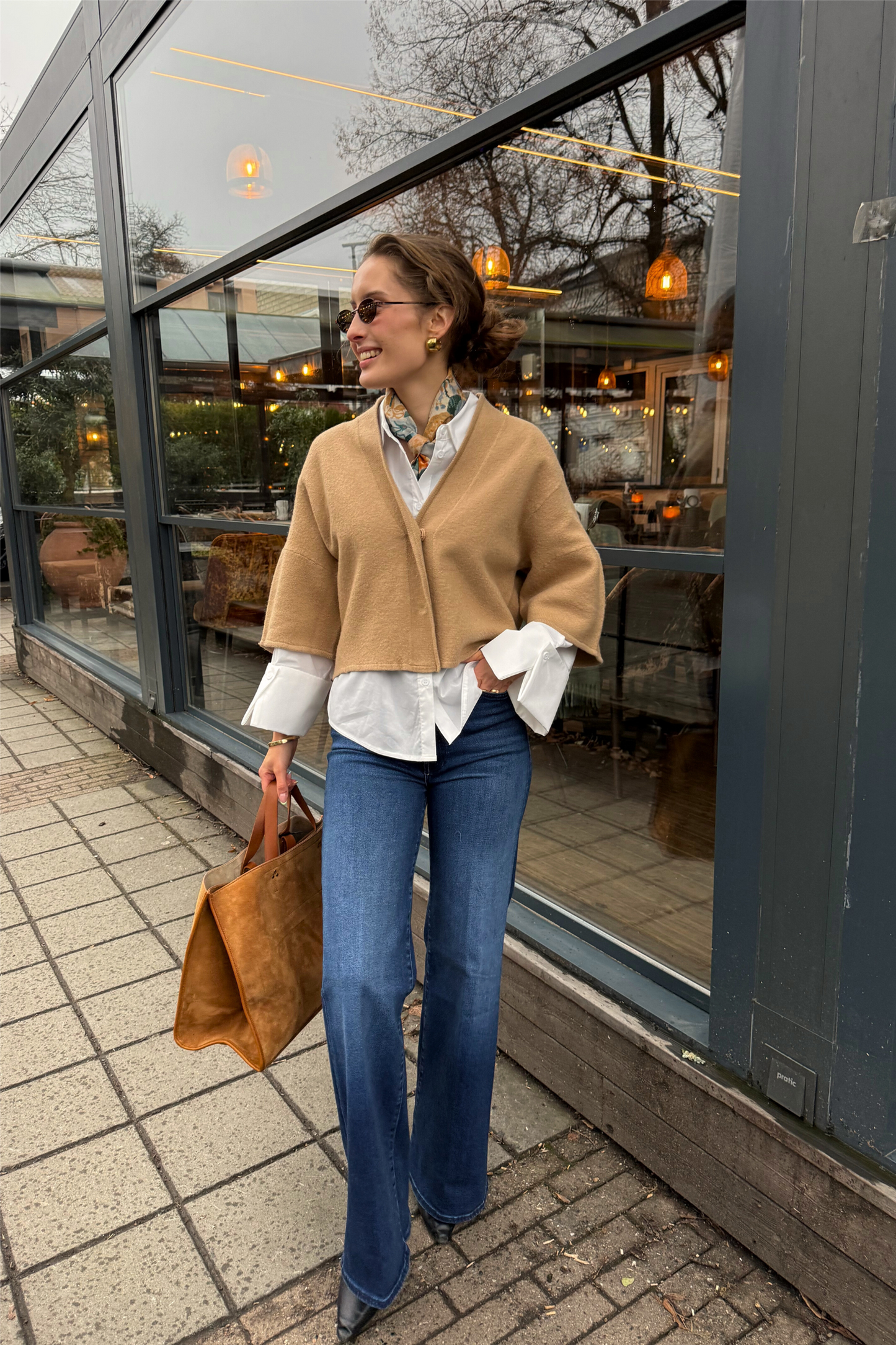 Short Wool Cardigan Camel