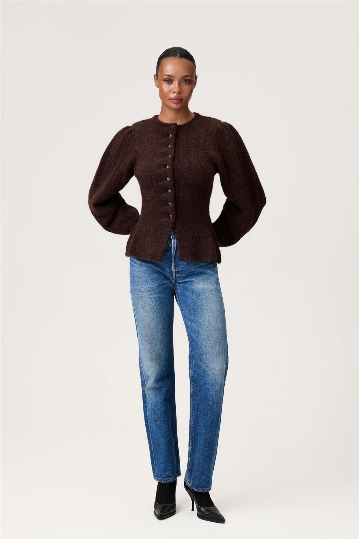 Arolla Cardigan Brown Melange.