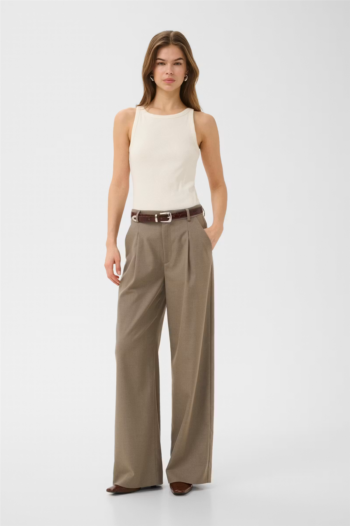 GZpaula MW wide pants Dark Timberwolf Melangé