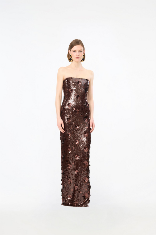 Sequins Tube Dress Chicory Coffee.
