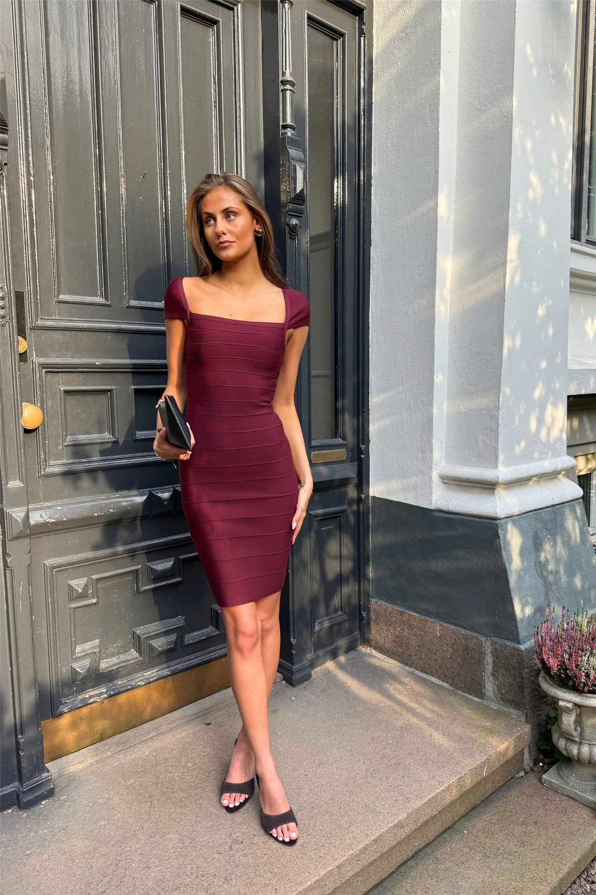 Midi Fitted Knit Dress Zinfandel