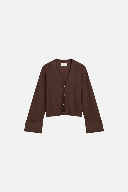 Atari Rib Cardigan Walnut Brown
