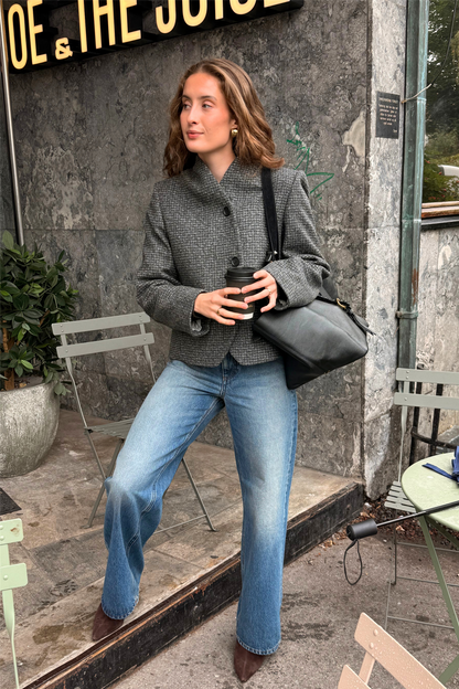 Short Curved Jacket Charcoal Grey
