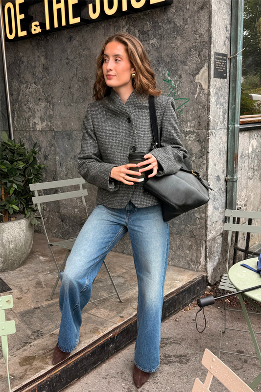 Short Curved Jacket Charcoal Grey