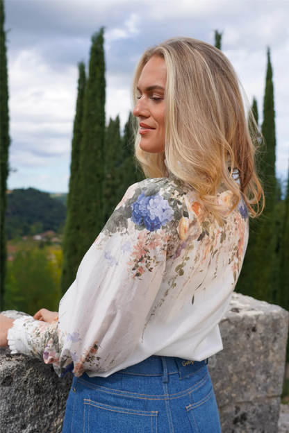Wisteria blouse Hydrangea Print