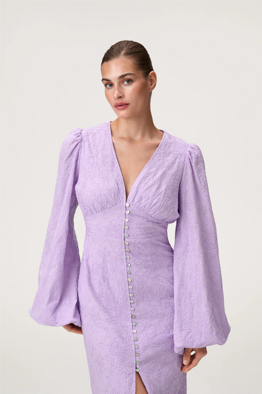 Positano Dress Lilac Embroidery.