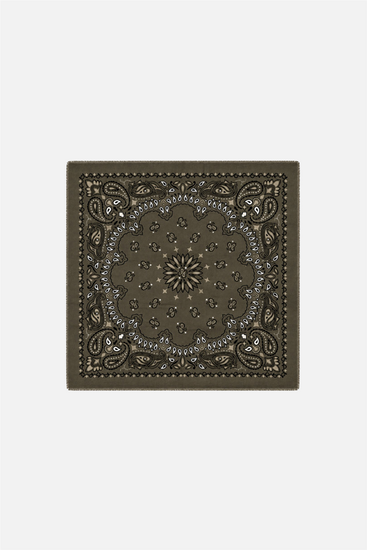 Large Paisley Scarf Khaki.
