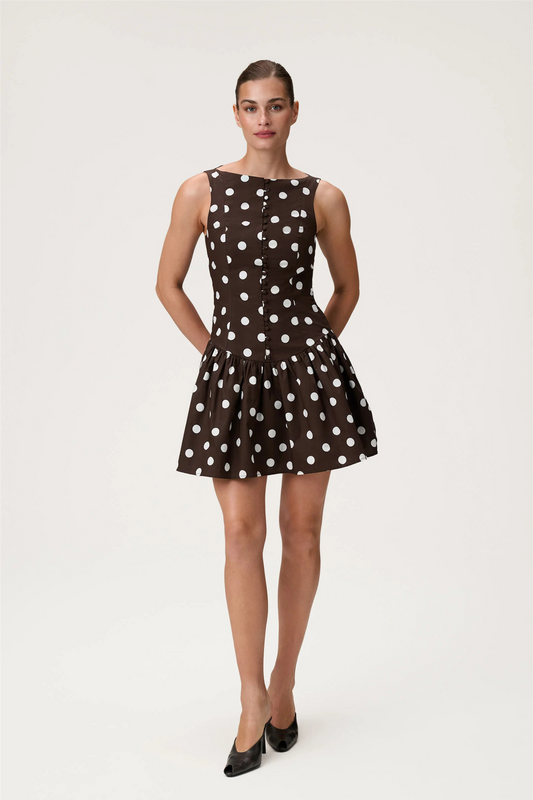 Sevilla Dress Small Brown Dot.