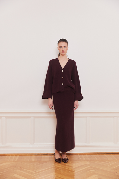 Atari Rib Cardigan Burgundy