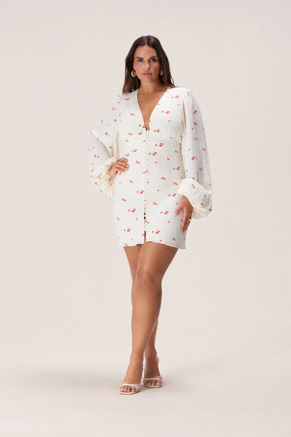 Florence Dress White/Red