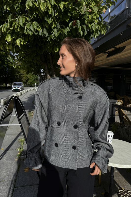 GZavic short jacket Black Herringbone