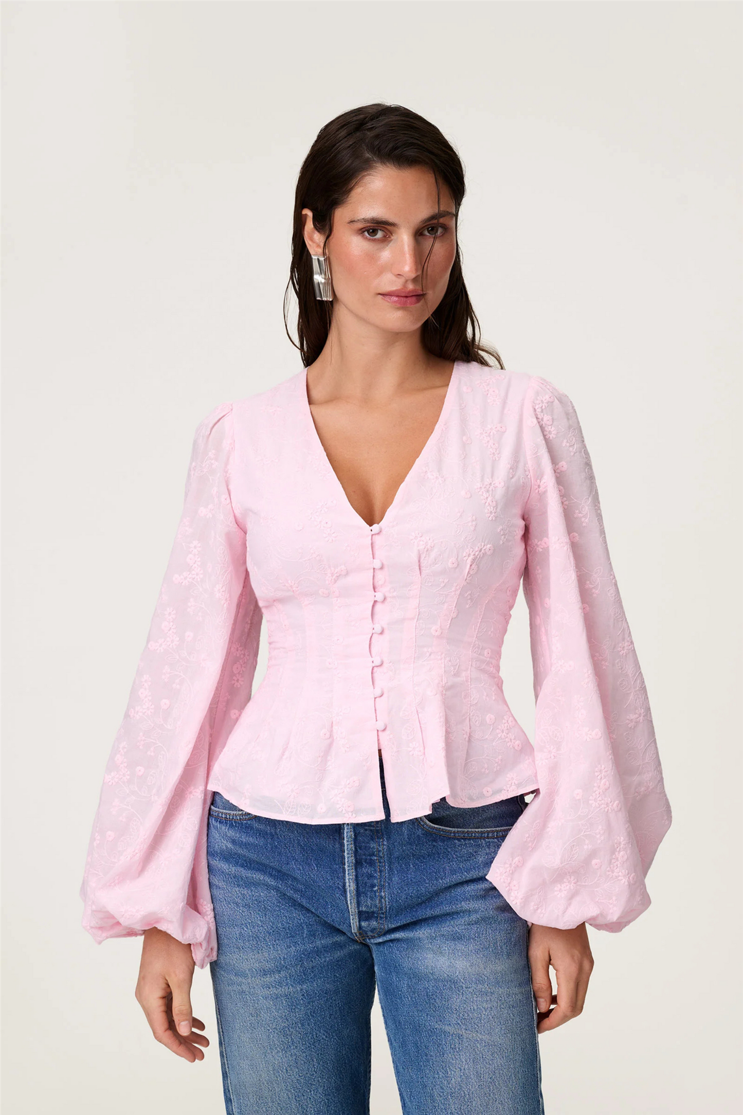 Palena Blouse Pink Embroidery.
